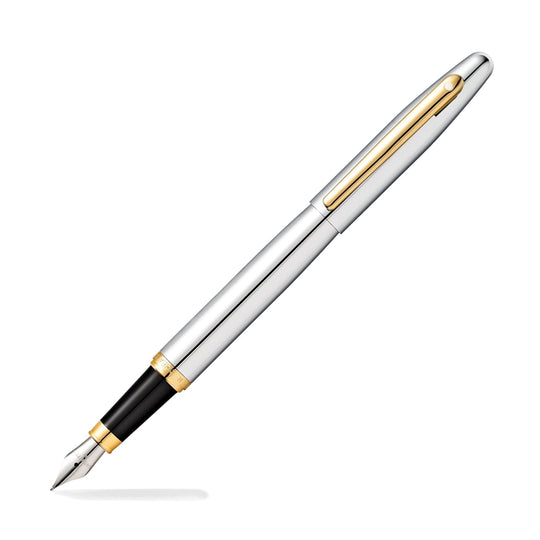 Sheaffer VFM Fountain Pen in Polished Chrome with Gold Trim