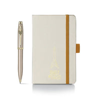 Sheaffer x Emily in Paris 100 Ballpoint Pen in Champagne Gold and A6 Notebook with Embossed Eiffel Tower Set