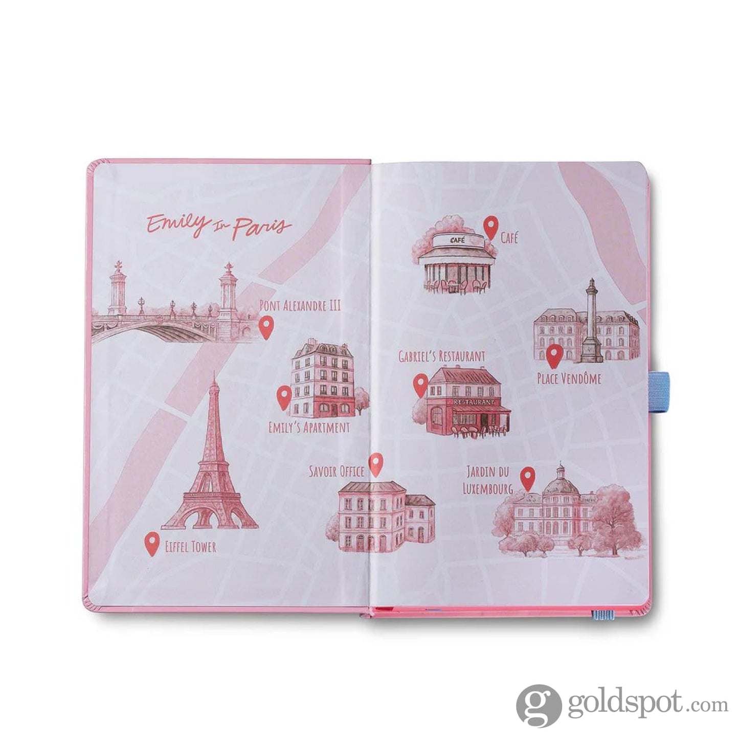Sheaffer x Emily in Paris A6 Hardbound Notebook with Embossed Eiffel Tower in Pink - 3.7 x 5.7 Notebooks Journals