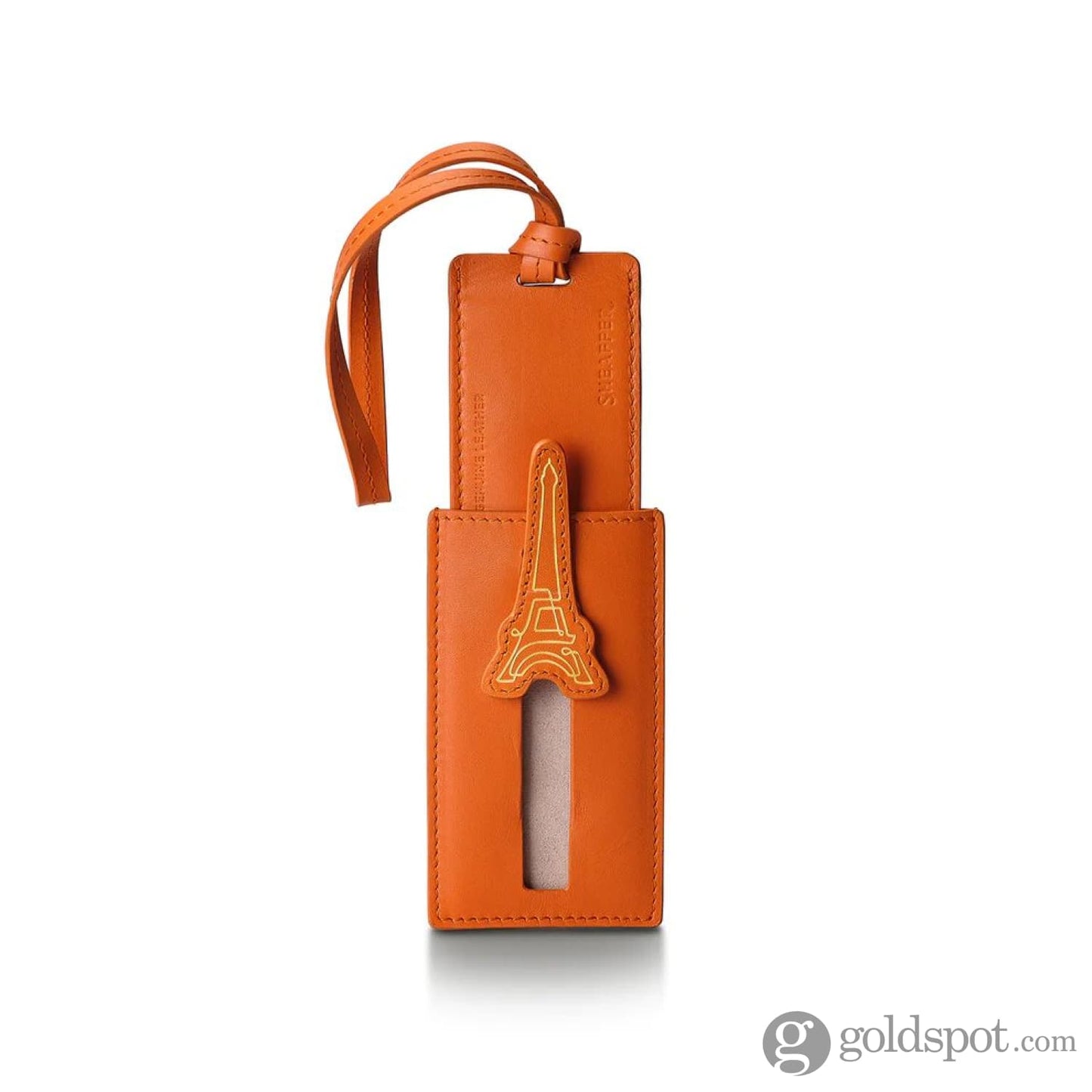 Sheaffer x Emily in Paris Full-Grain Leather Luggage Tag in Orange Accessories