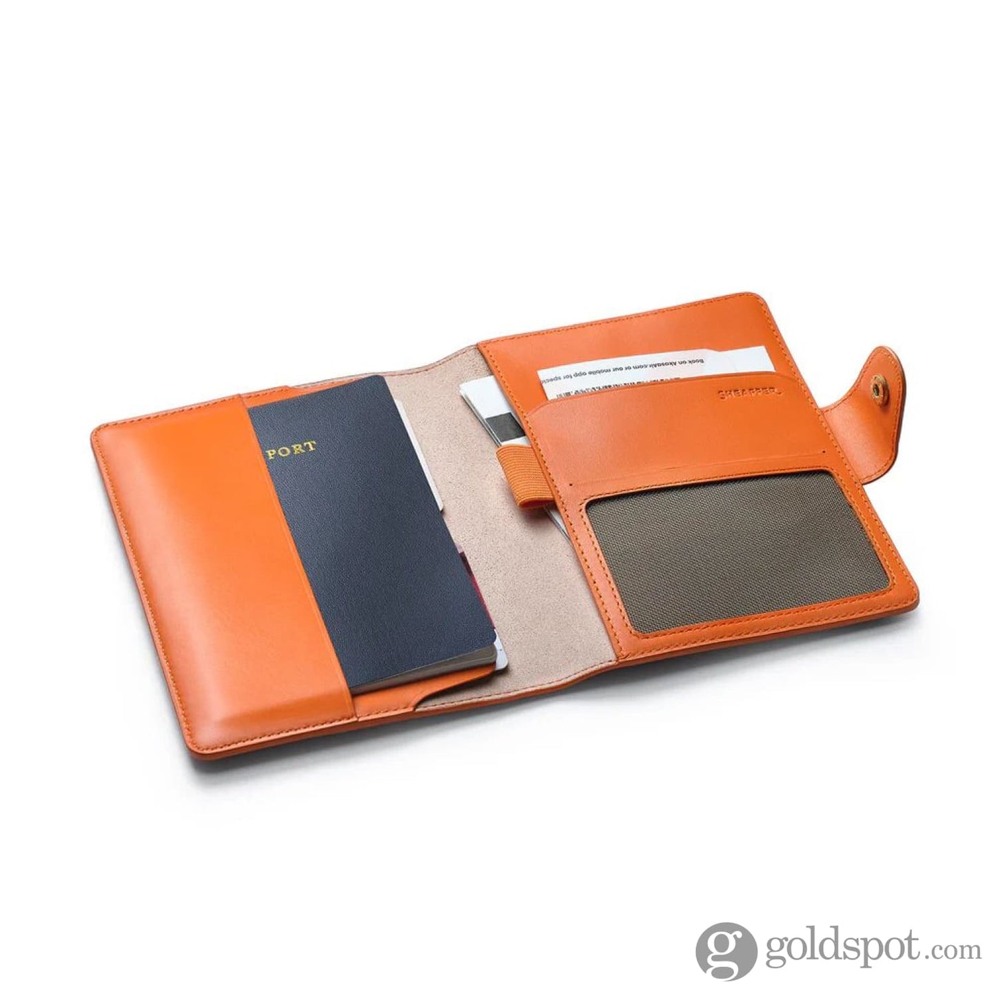 Sheaffer x Emily in Paris Full-Grain Leather Passport Case with Pen Loop in Orange Accessories