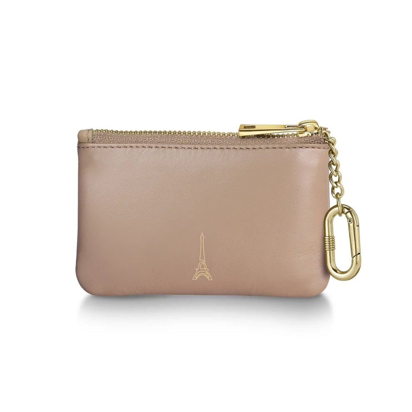 Sheaffer x Emily in Paris Full-Grain Leather Zipped Key Fob Pouch in Taupe Accessories
