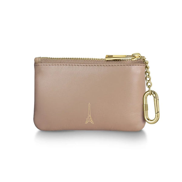 Sheaffer x Emily in Paris Full-Grain Leather Zipped Key Fob Pouch in Taupe Accessories