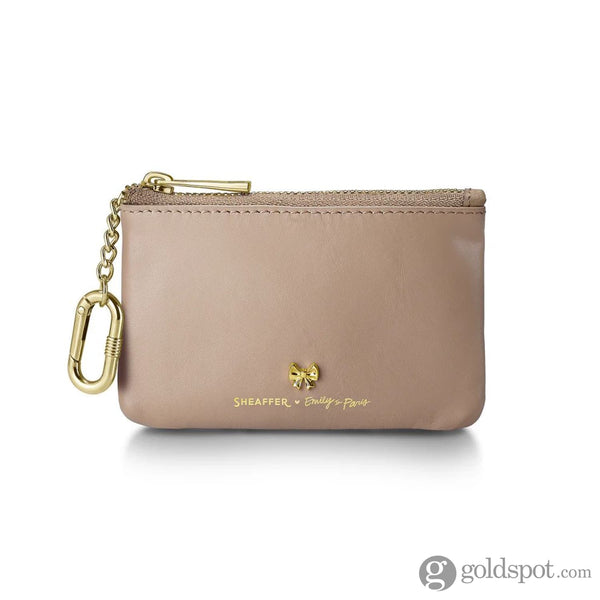 Sheaffer x Emily in Paris Full-Grain Leather Zipped Key Fob Pouch in Taupe Accessories
