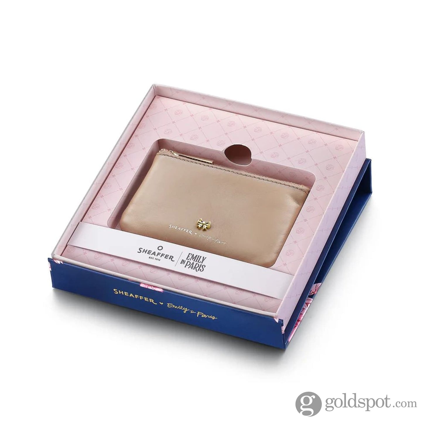 Sheaffer x Emily in Paris Full-Grain Leather Zipped Key Fob Pouch in Taupe Accessories