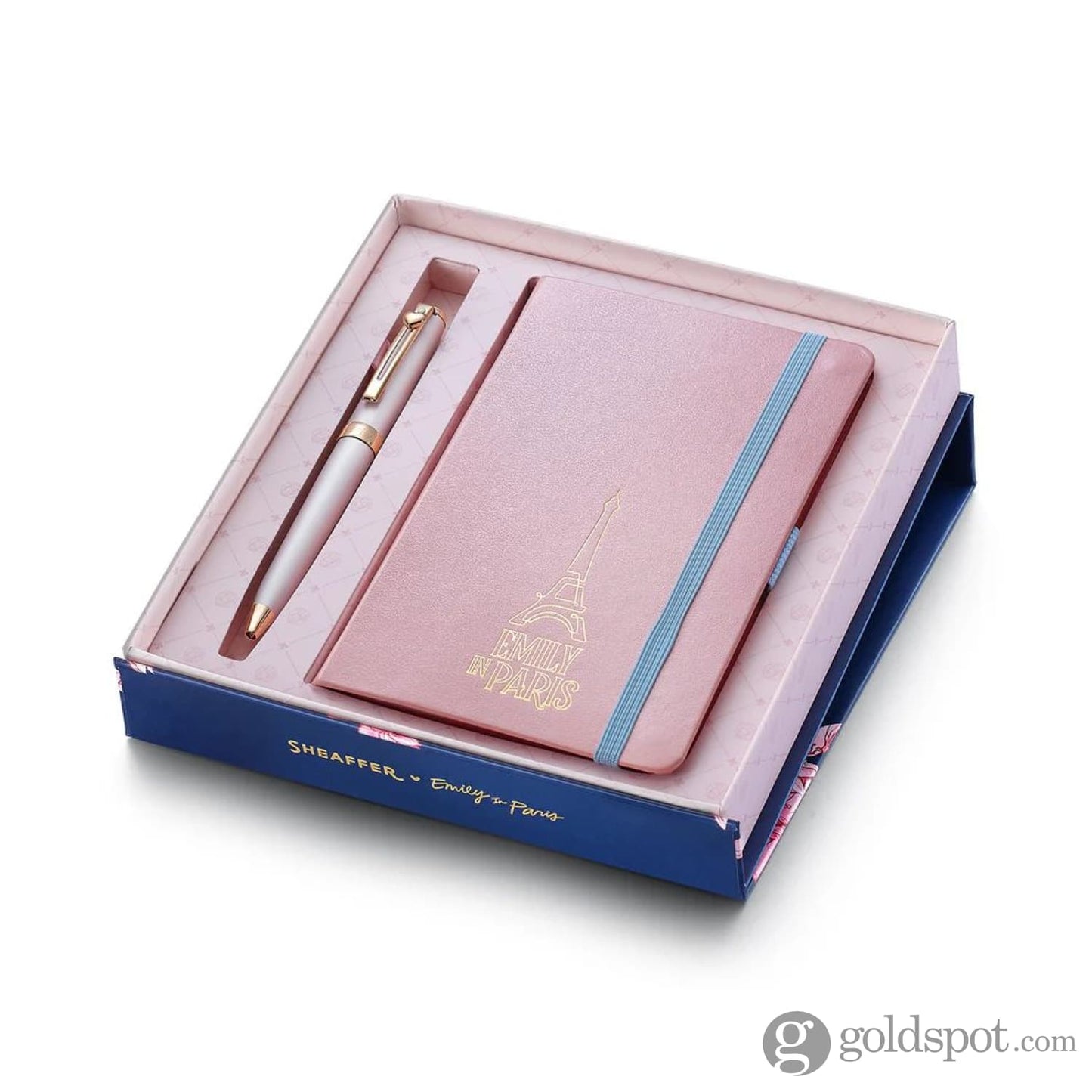 Sheaffer x Emily in Paris Prelude Mini Ballpoint Pen in Pastel Pink and A6 Notebook with Embossed Eiffel Tower Set Gift Sets