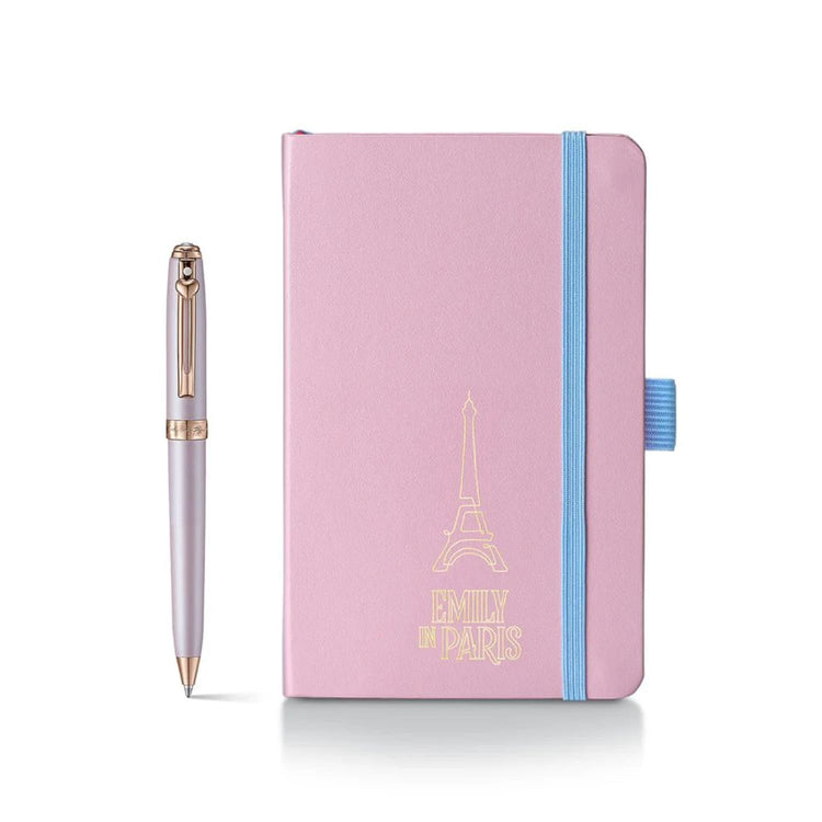 Sheaffer x Emily in Paris Prelude Mini Ballpoint Pen in Pastel Pink and A6 Notebook with Embossed Eiffel Tower Set Gift Sets