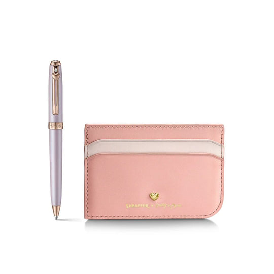 Sheaffer x Emily in Paris Prelude Mini Ballpoint Pen in Pastel Pink and Full-Grain Leather Credit Card Holder Set
