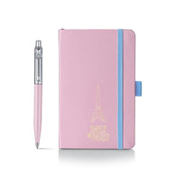 Sheaffer x Emily in Paris Sentinel Ballpoint Pen in Matte Pink and A6 Notebook with Embossed Eiffel Tower Set