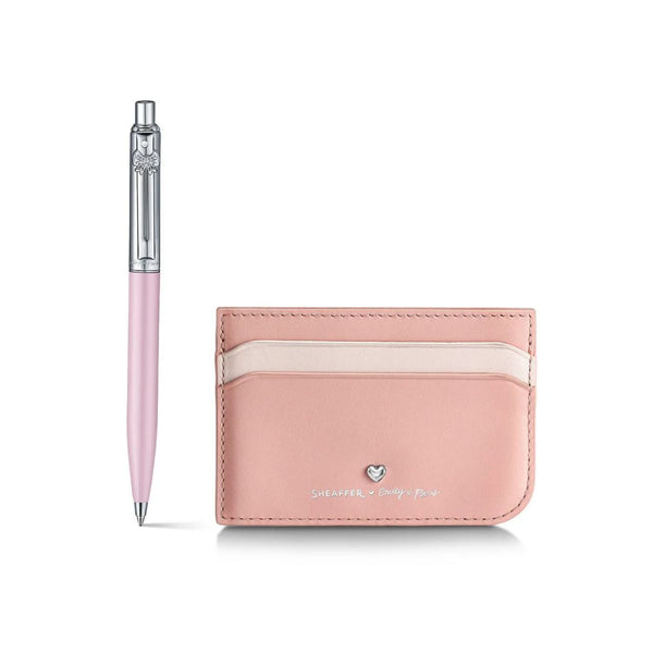 Sheaffer x Emily in Paris Sentinel Ballpoint Pen in Matte Pink and Full-Grain Leather Credit Card Holder Set Gift Sets