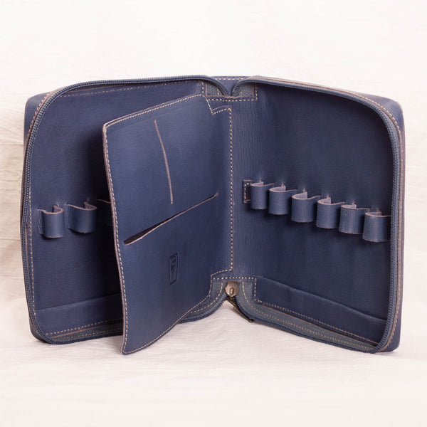 Shibui 12 Pen Case (Veg Tanned) in Deep Blue Pen Cases