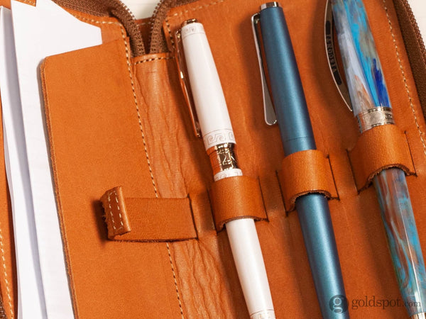 Shibui 3 Slot XL Pen Case for Larger Pens (Veg Tanned) in Autumn Brown Pen Cases