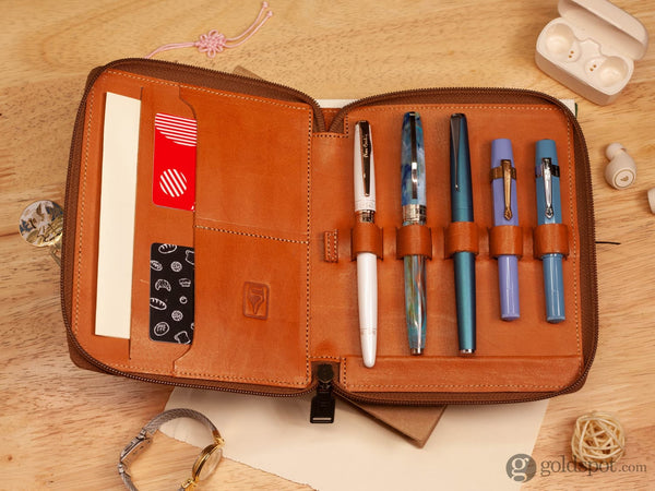 Shibui 5 Pen Case (Veg Tanned) in Autumn Brown Pen Cases