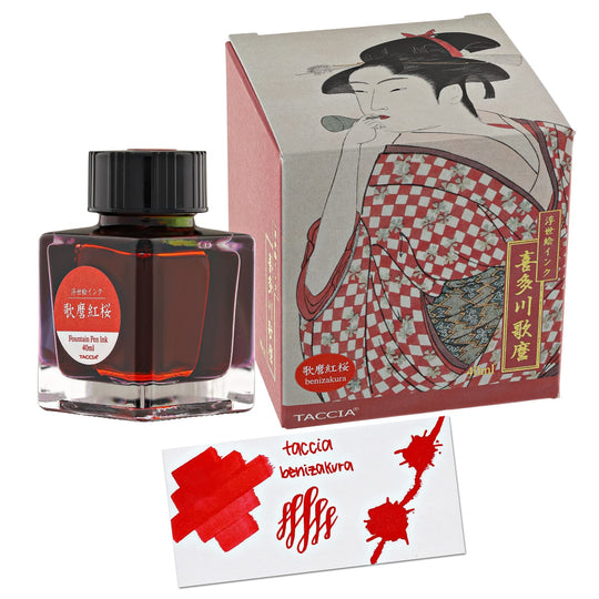 Taccia Ukiyo-e Fountain Pen Ink II in Utamaro-Benizakura (Crimson Cherry Blossom) - 40mL