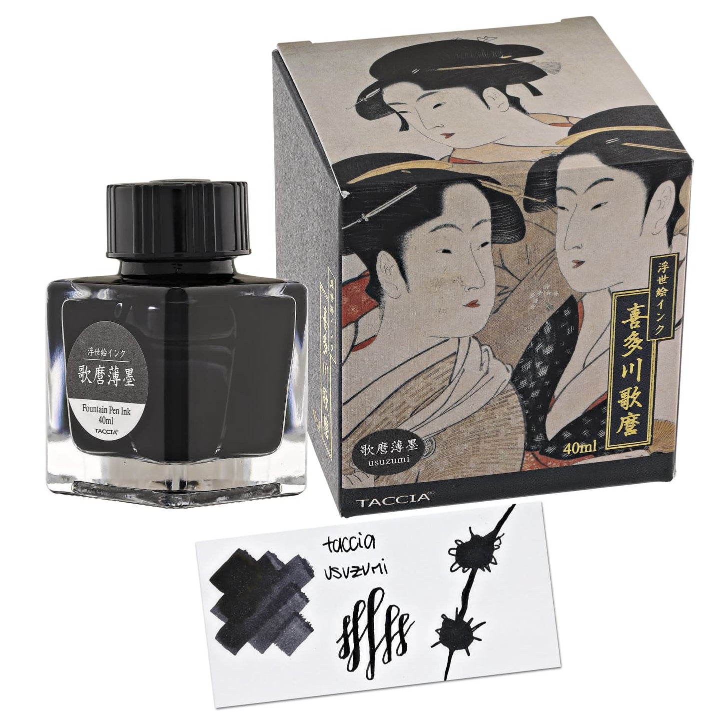 Taccia Ukiyo-e Fountain Pen Ink II in Utamaro-Usuzumi (Light Black) - 40mL Bottled Ink