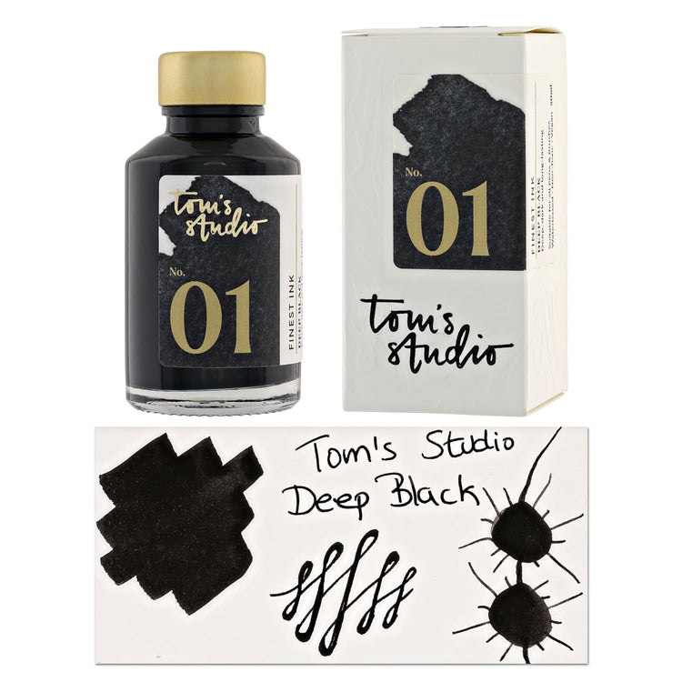 One Deep Ink Tom's Studio Bottled Ink in Deep Black - 50ml - Goldspot Pens