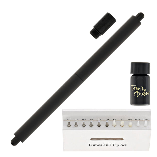 Tom’s Studio Lumos Pro Refillable Duo Tip Pen in All Black Felt Tip and Fineliner