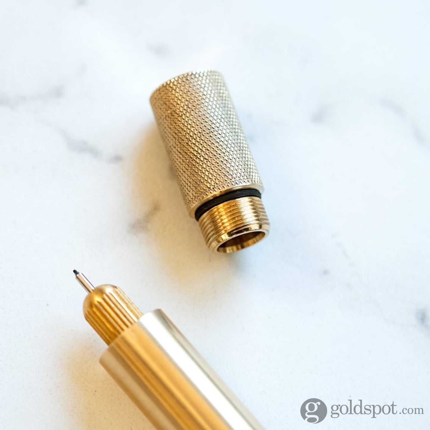 Tom’s Studio Lumos Pro Refillable Duo Tip Pen in Brass - Special Edition Felt Tip and Fineliner