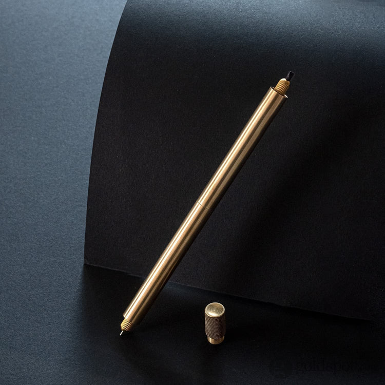 Tom’s Studio Lumos Pro Refillable Duo Tip Pen in Brass - Special Edition Felt Tip and Fineliner