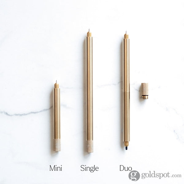 Tom’s Studio Lumos Pro Refillable Duo Tip Pen in Brass - Special Edition Felt Tip and Fineliner