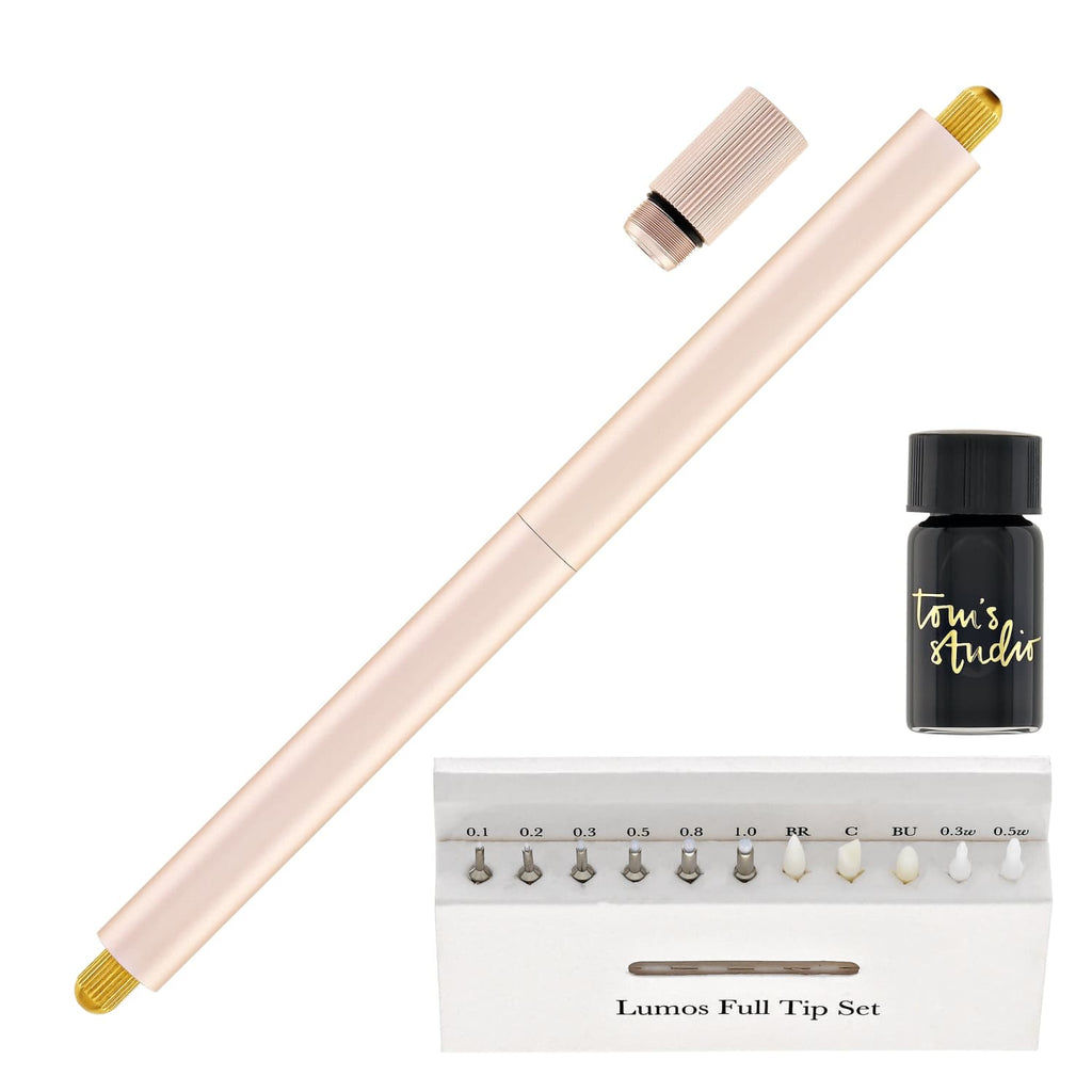 Tom’s Studio Lumos Pro Refillable Duo Tip Pen in Rose Gold Felt Tip and Fineliner