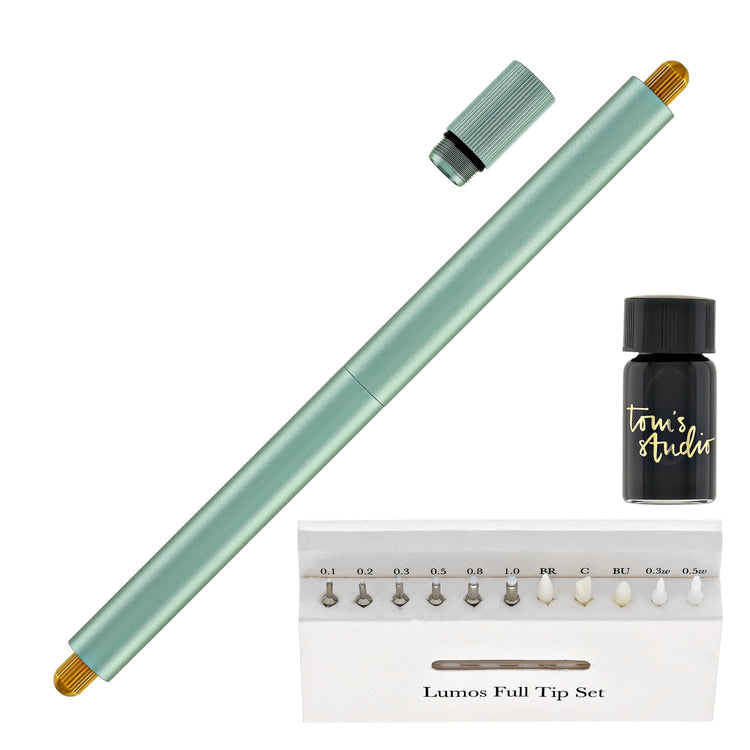 Tom’s Studio Lumos Pro Refillable Duo Tip Pen in Sage Felt Tip and Fineliner