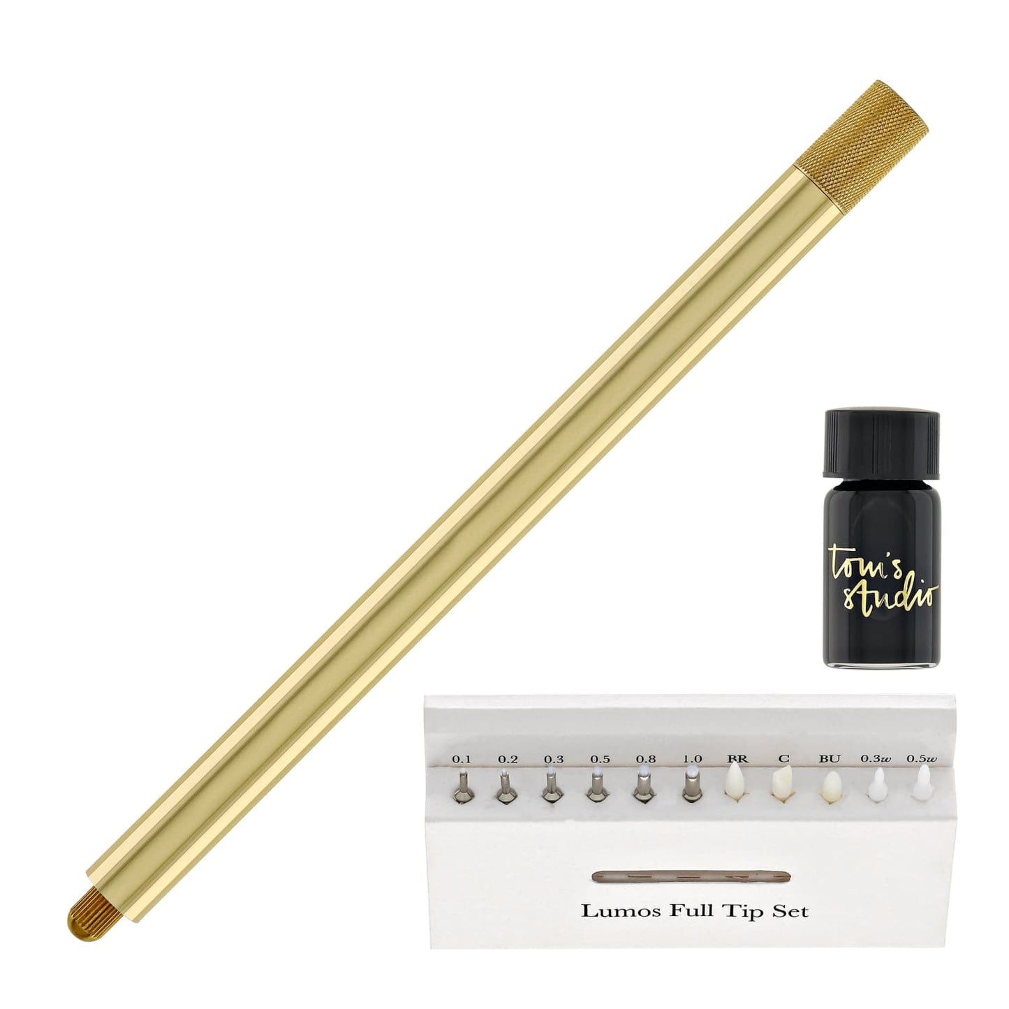 Tom’s Studio Lumos Pro Refillable Single Tip Pen in Brass - Special Edition Felt Tip and Fineliner