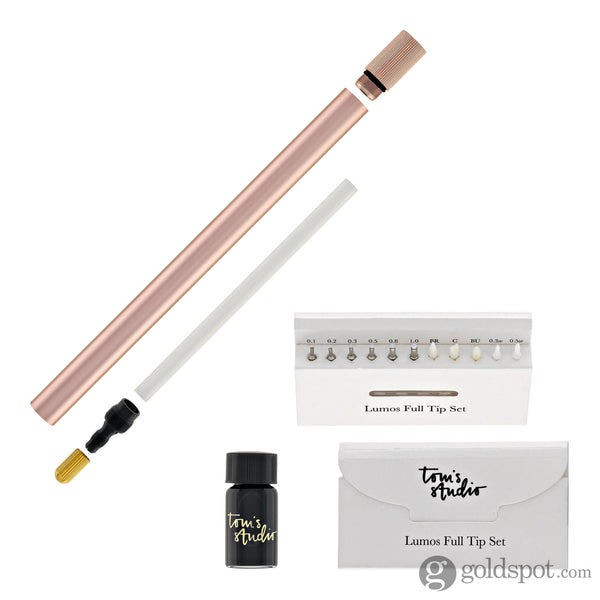 Tom’s Studio Lumos Pro Refillable Single Tip Pen in Rose Gold Felt Tip and Fineliner