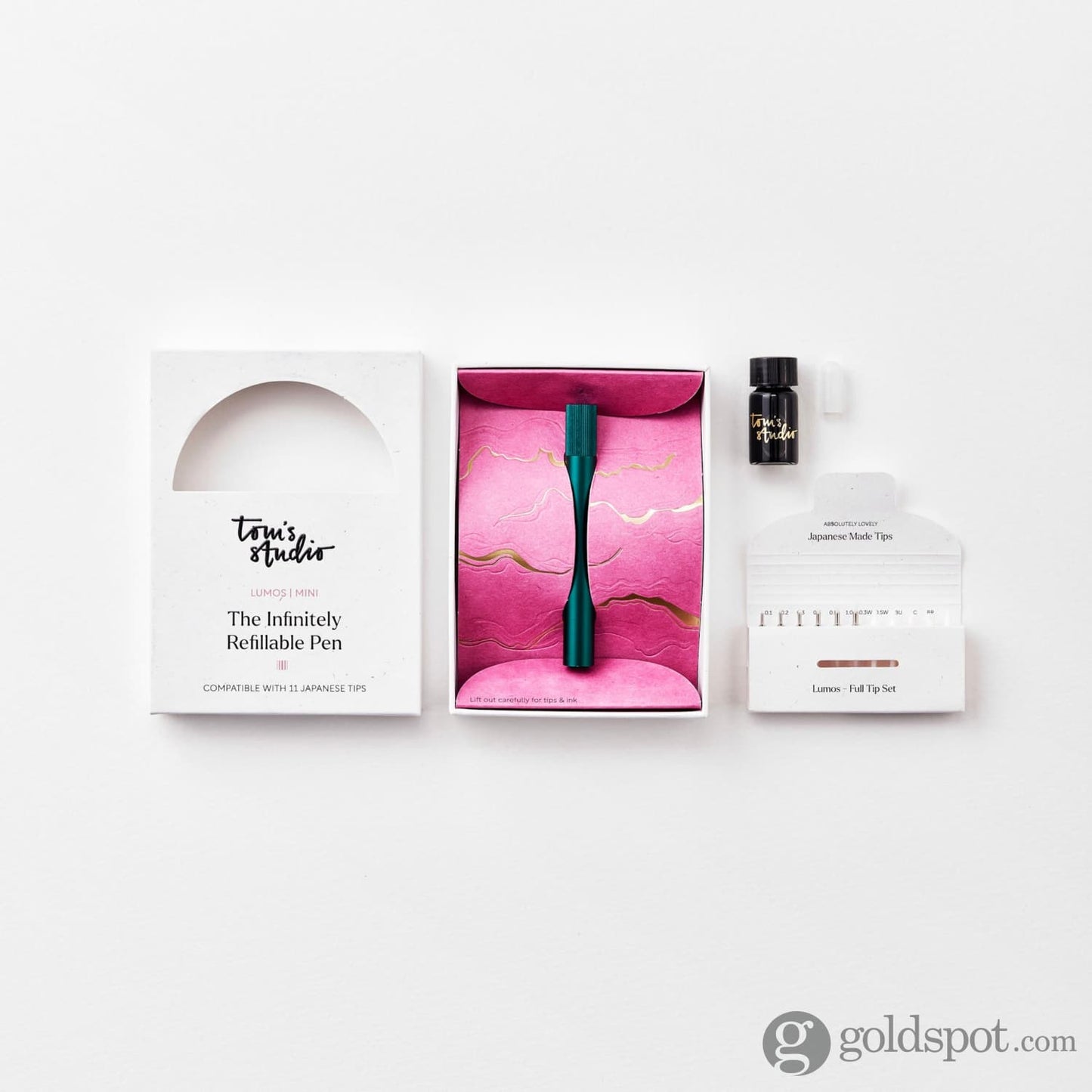 Tom’s Studio Lumos Refillable Mini Single Tip Pen in Ivy Felt Tip and Fineliner