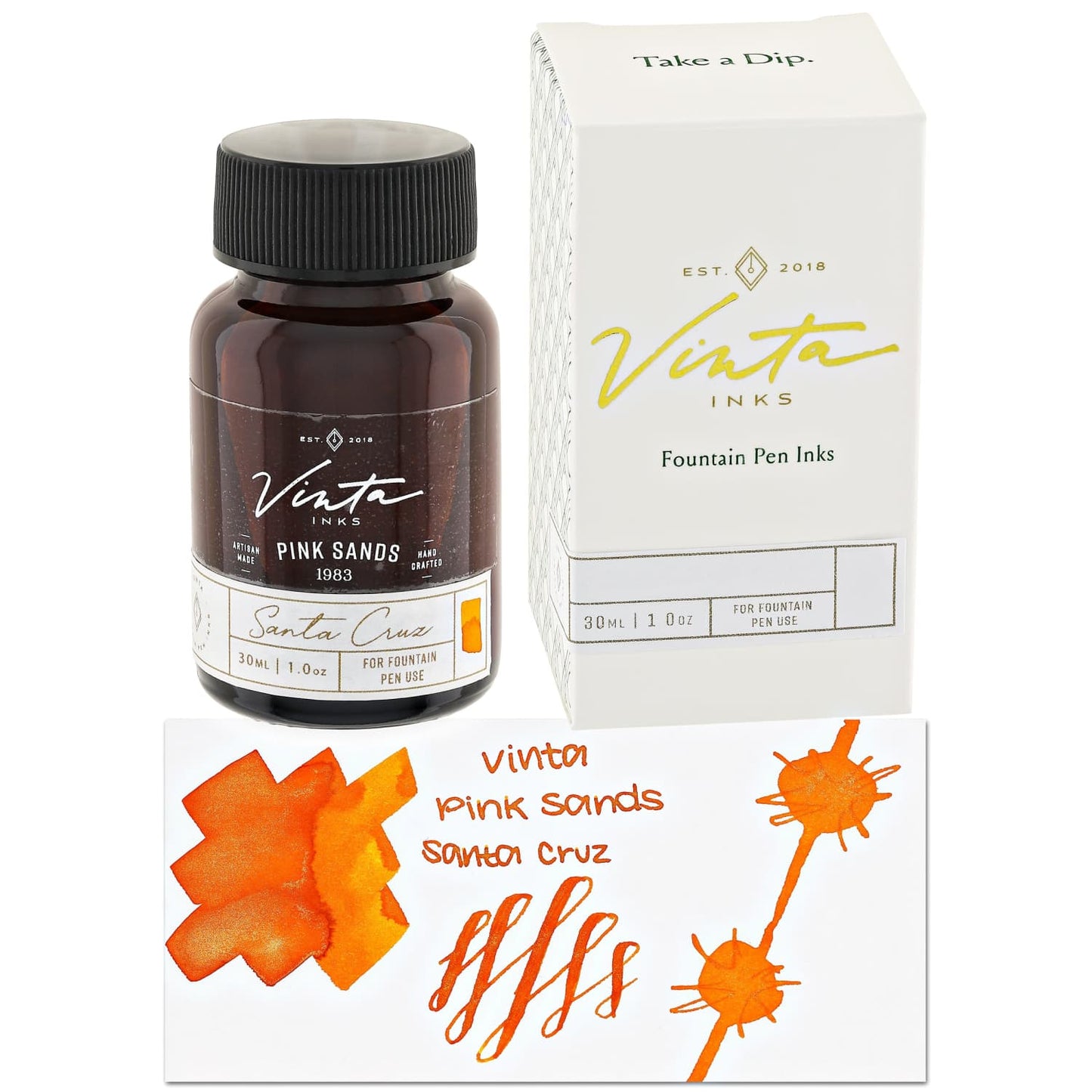 Vinta Inks 1.0 Shimmer Bottled Ink in Pink Sands [Santa Cruz 1983] - 30mL Bottled Ink