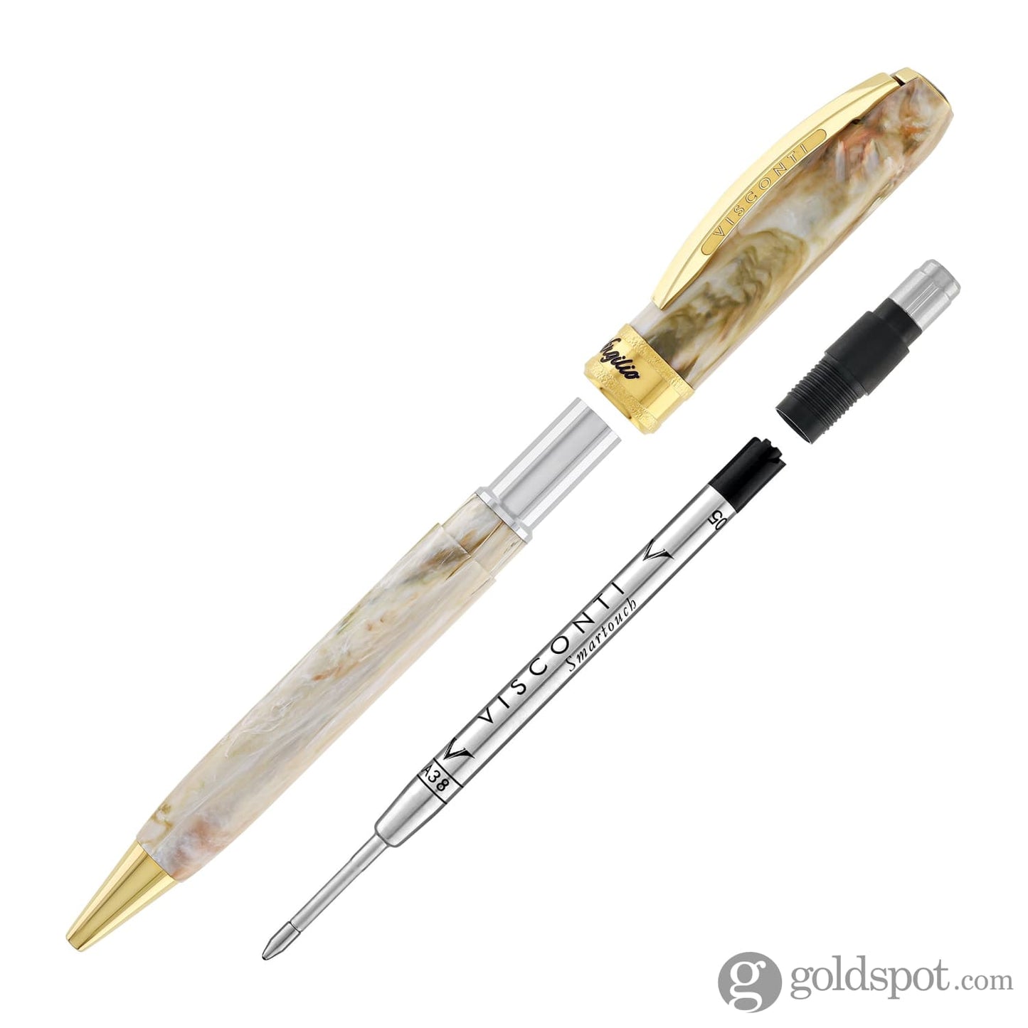Visconti Comedia Ballpoint Pen in Virgilio with Yellow Gold Trim Ballpoint Pens