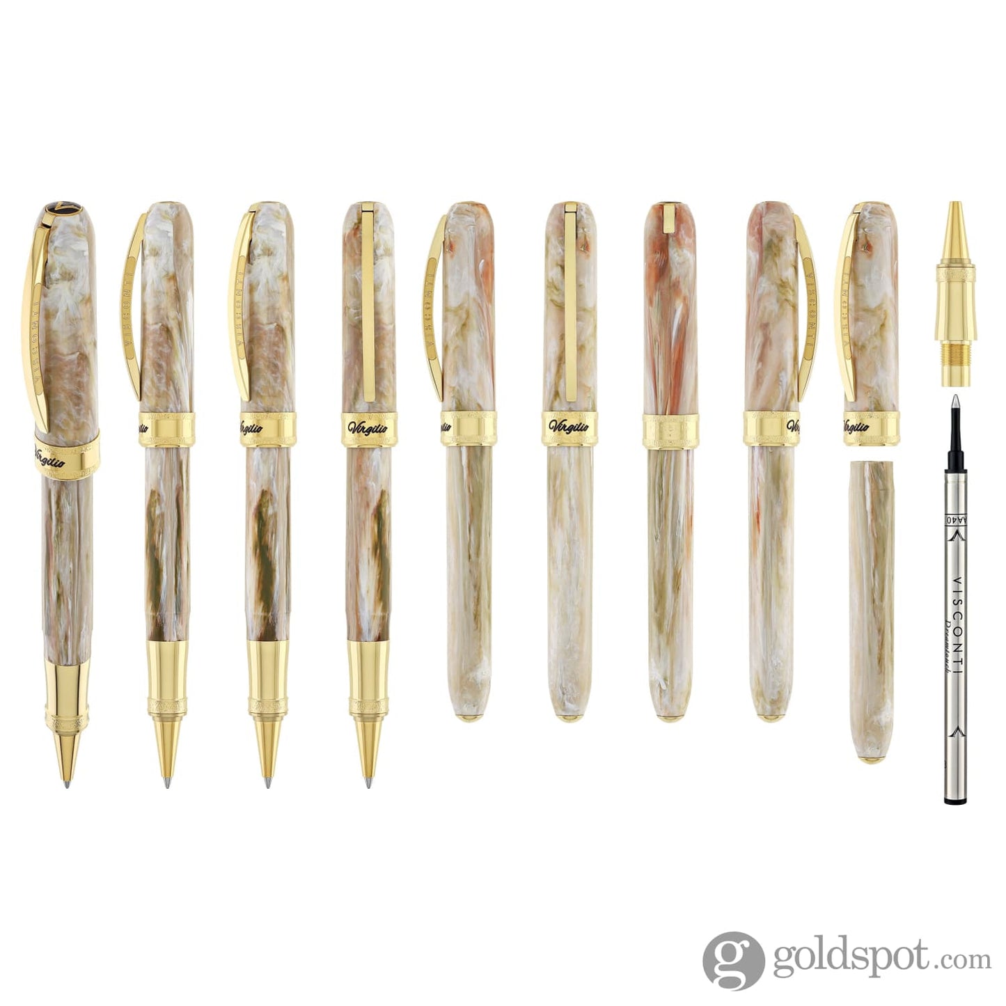 Visconti Comedia Rollerball Pen in Virgilio with Yellow Gold Trim Rollerball Pen