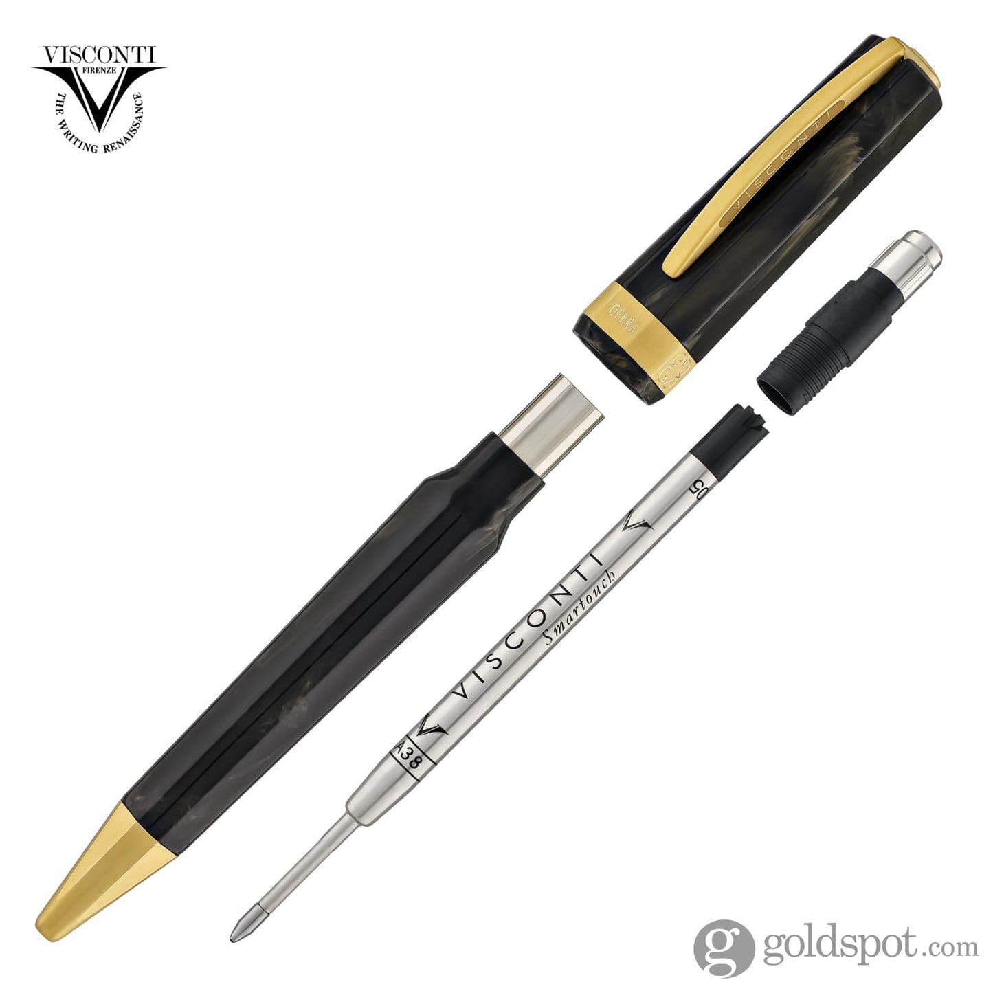 Visconti Opera Gold Ballpoint Pen in Black Ballpoint Pens