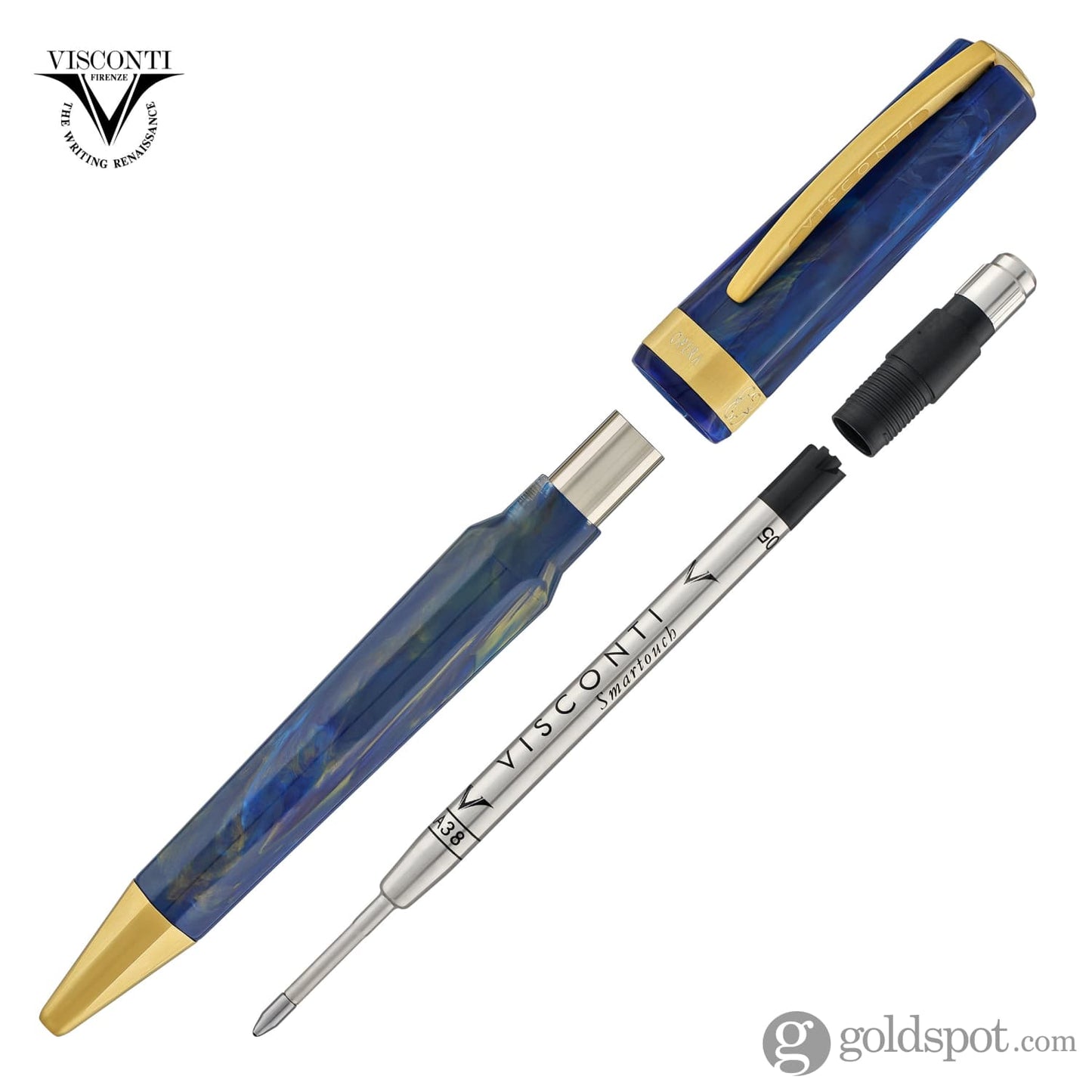 Visconti Opera Gold Ballpoint Pen in Blue Ballpoint Pens