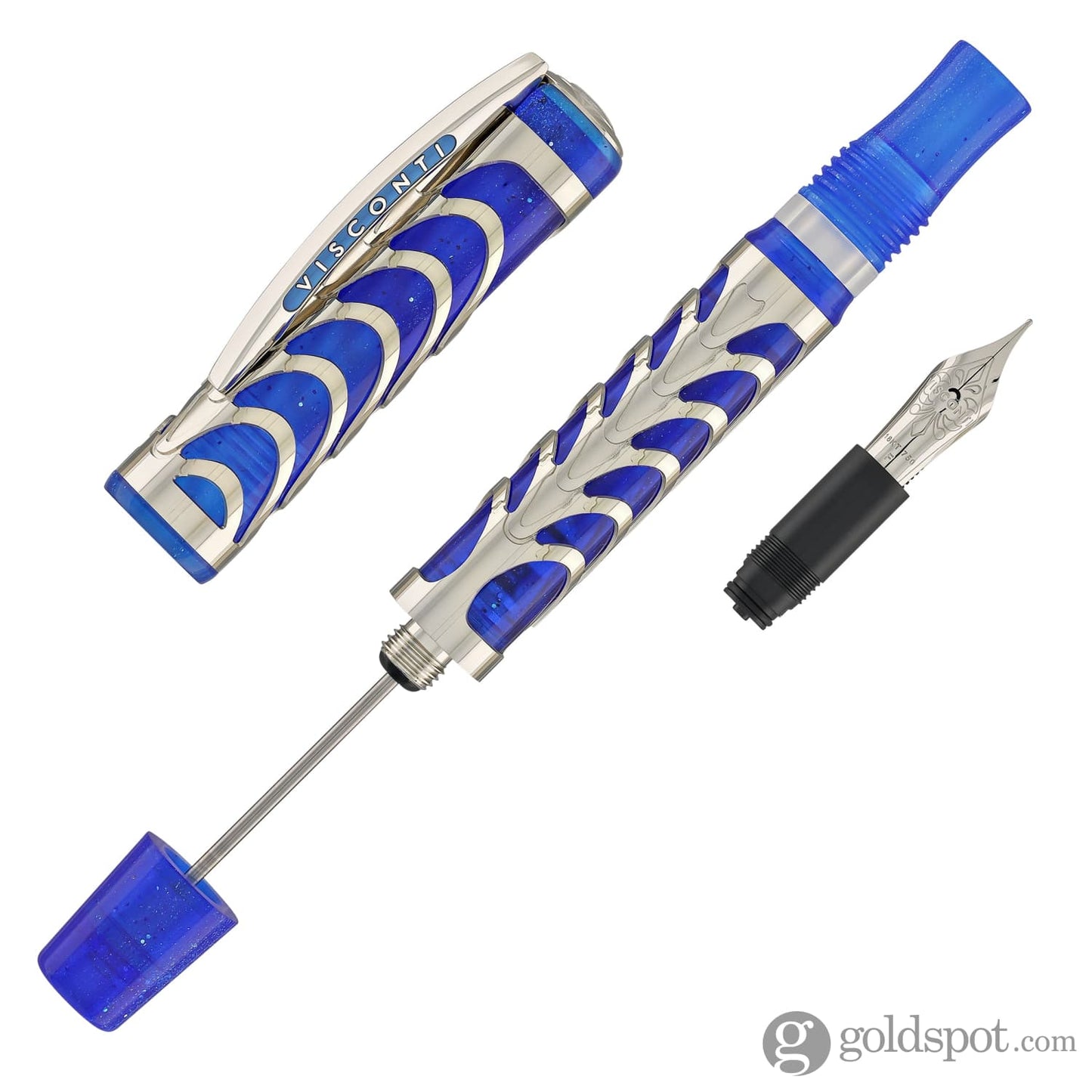 Visconti Skeleton Fountain Pen in Sapphire Blue with Palladium Trim Fountain Pen