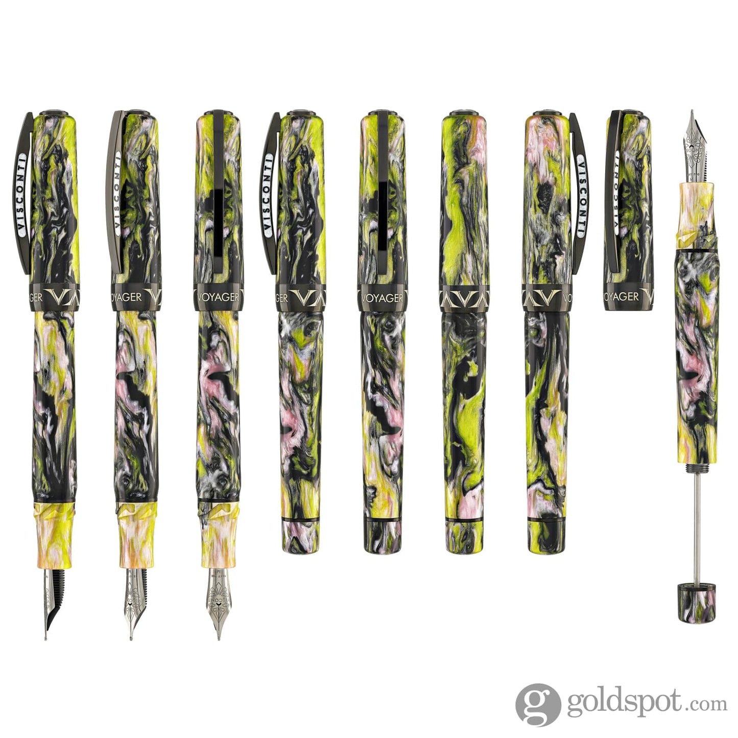 Visconti Voyager Mariposa Fountain Pen in Malachite with Black PVD Trim Fountain Pens