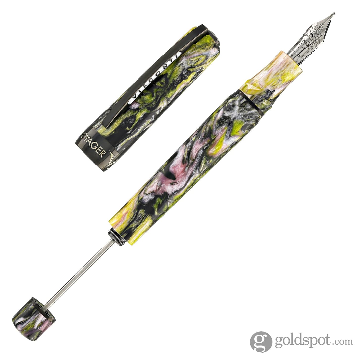 Visconti Voyager Mariposa Fountain Pen in Malachite with Black PVD Trim Fountain Pens