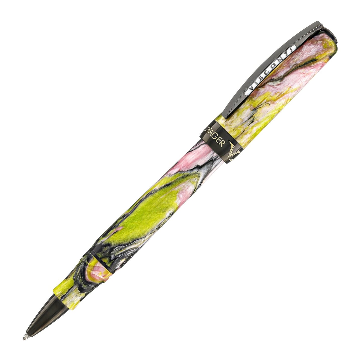 Visconti Voyager Mariposa Rollerball Pen in Malachite with Black PVD Trim Rollerball Pen