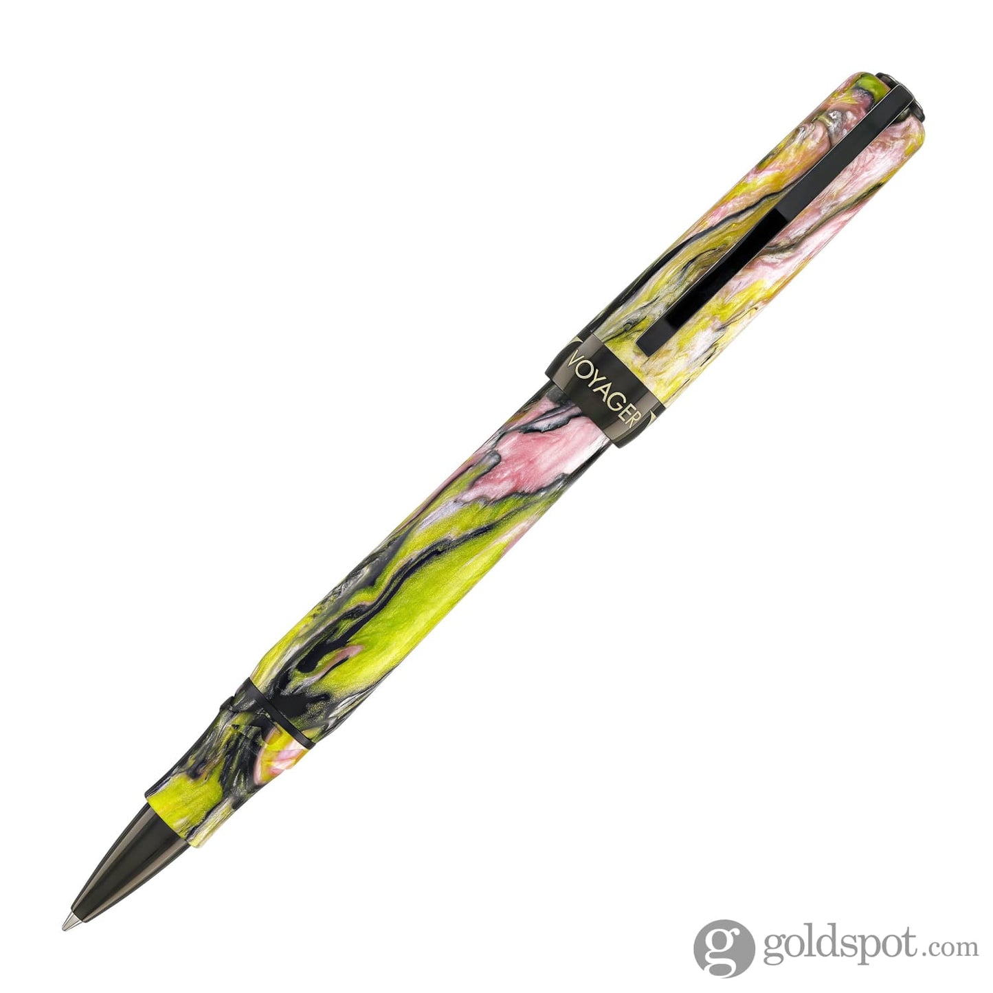 Visconti Voyager Mariposa Rollerball Pen in Malachite with Black PVD Trim Rollerball Pen