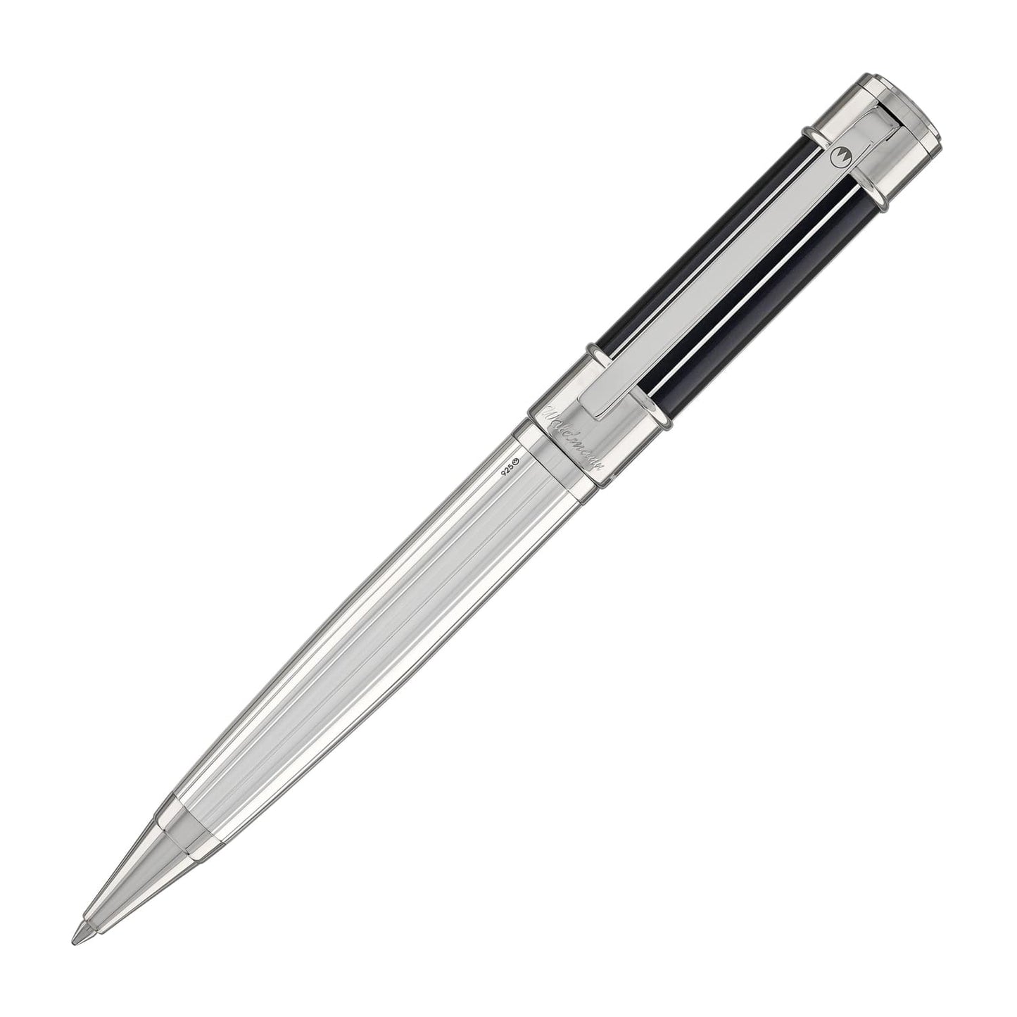 Waldmann Commander 23 Ballpoint Pen in Sterling Silver Blue Lacquer Ballpoint Pens