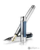 Waldmann Commander 23 Fountain Pen in Sterling Silver and Blue Lacquer 18kt Gold Nib Fountain Pen