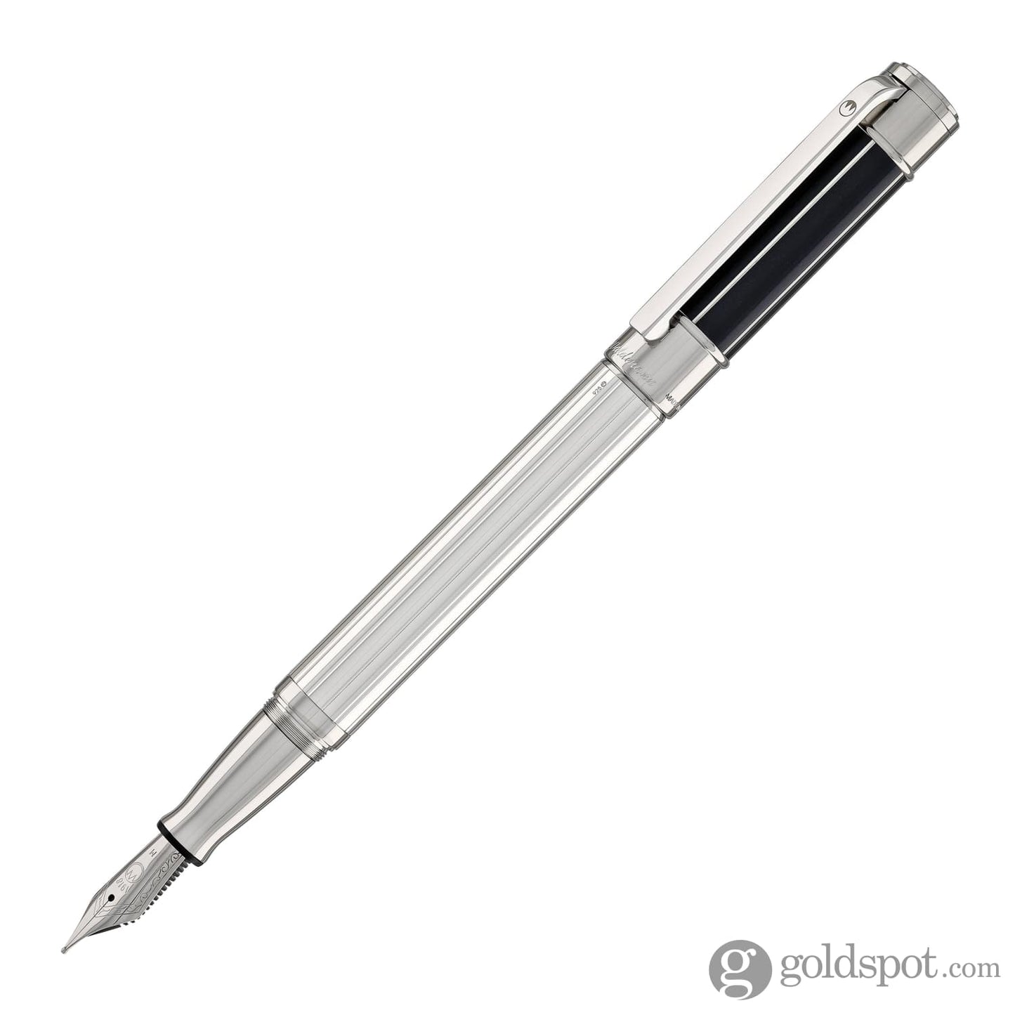 Waldmann Commander 23 Fountain Pen in Sterling Silver and Blue Lacquer Steel Nib Fountain Pen