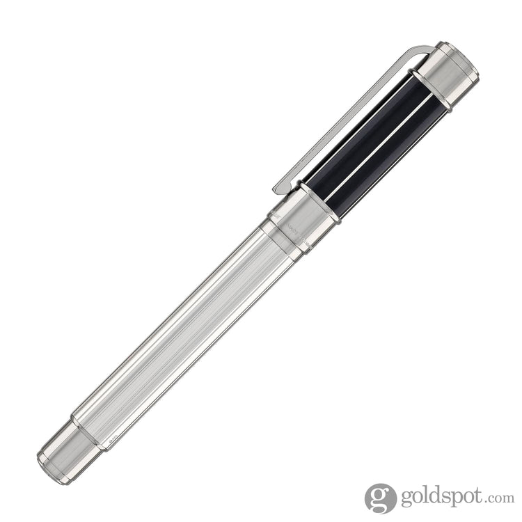 Waldmann Commander 23 Fountain Pen in Sterling Silver and Blue Lacquer Steel Nib Fountain Pen