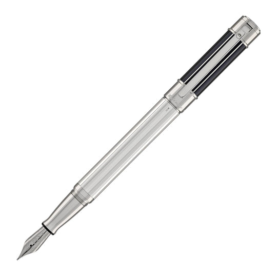 Waldmann Commander 23 Fountain Pen in Sterling Silver and Blue Lacquer, Steel Nib
