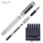 Waldmann Commander 23 Fountain Pen in Sterling Silver and Blue Lacquer Steel Nib Fountain Pen
