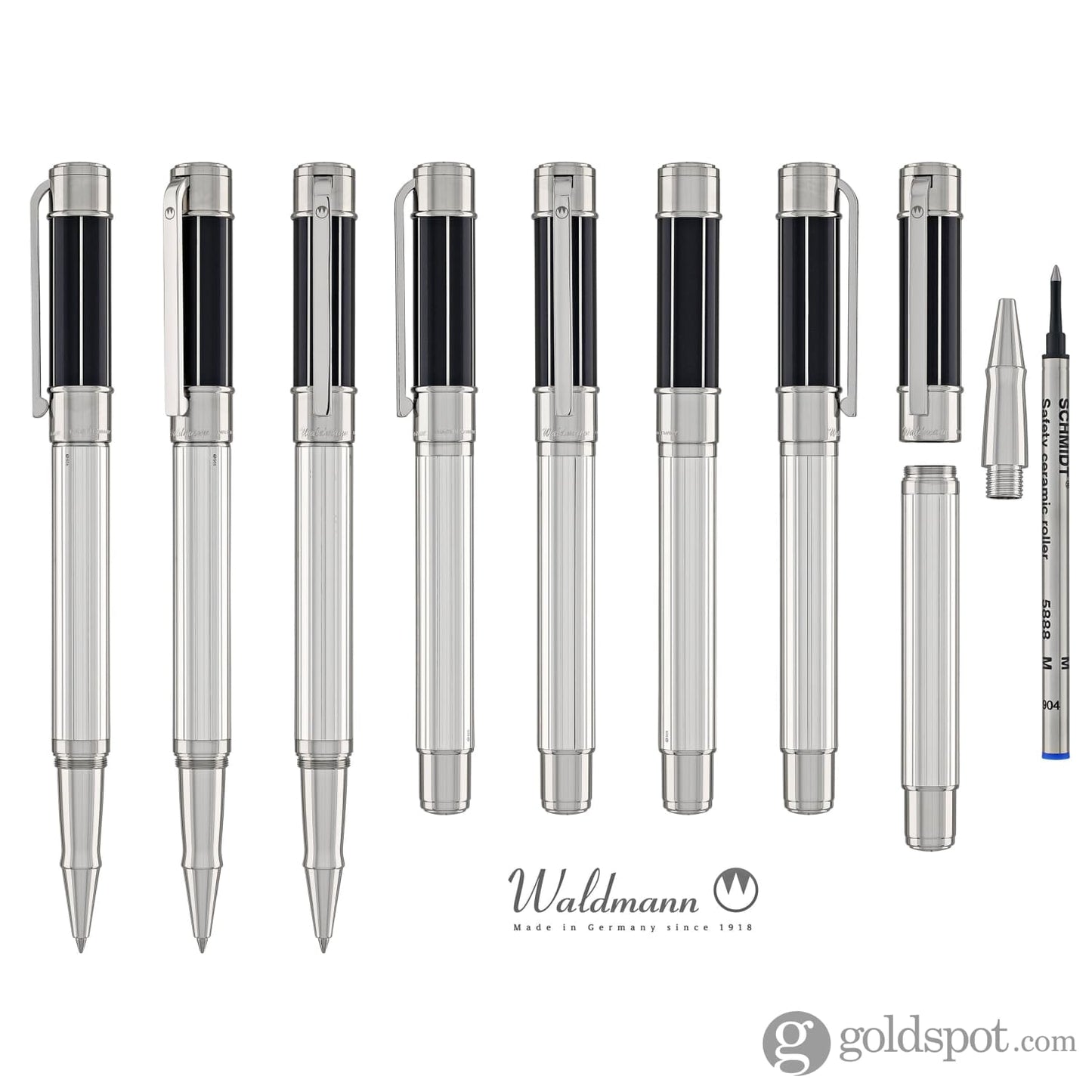 Waldmann Commander 23 Rollerball Pen in Sterling Silver Blue Lacquer Cap Rollerball Pen