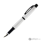Waldmann Concorde Fountain Pen in Silver with Square Pattern & Black PVD Trim 18kt Gold Nib Fountain Pen