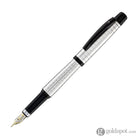 Waldmann Concorde Fountain Pen in Silver with Square Pattern & Black PVD Trim 18kt Gold Nib Fountain Pen