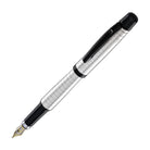 Waldmann Concorde Fountain Pen in Silver with Square Pattern & Black PVD Trim 18kt Gold Nib Fountain Pen