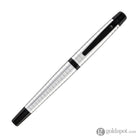 Waldmann Concorde Fountain Pen in Silver with Square Pattern & Black PVD Trim 18kt Gold Nib Fountain Pen
